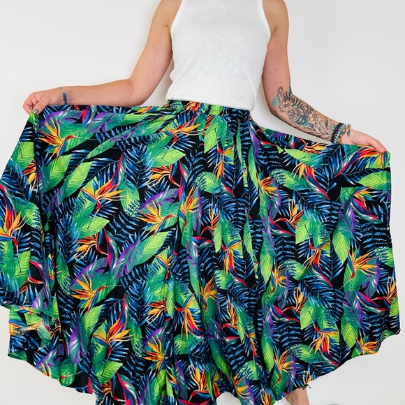 Rachel Zoe Maxi Skirt Tropical Colorful Elastic Waist Pull On - Picture 1 of 10